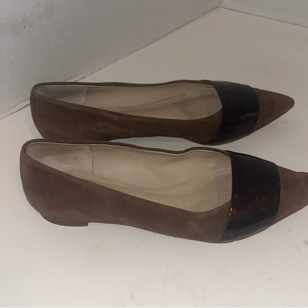 J McLaughlin Mallory brown Tortoise Suede Pointed Toe Flats Size 8.5 - Picture 5 of 11